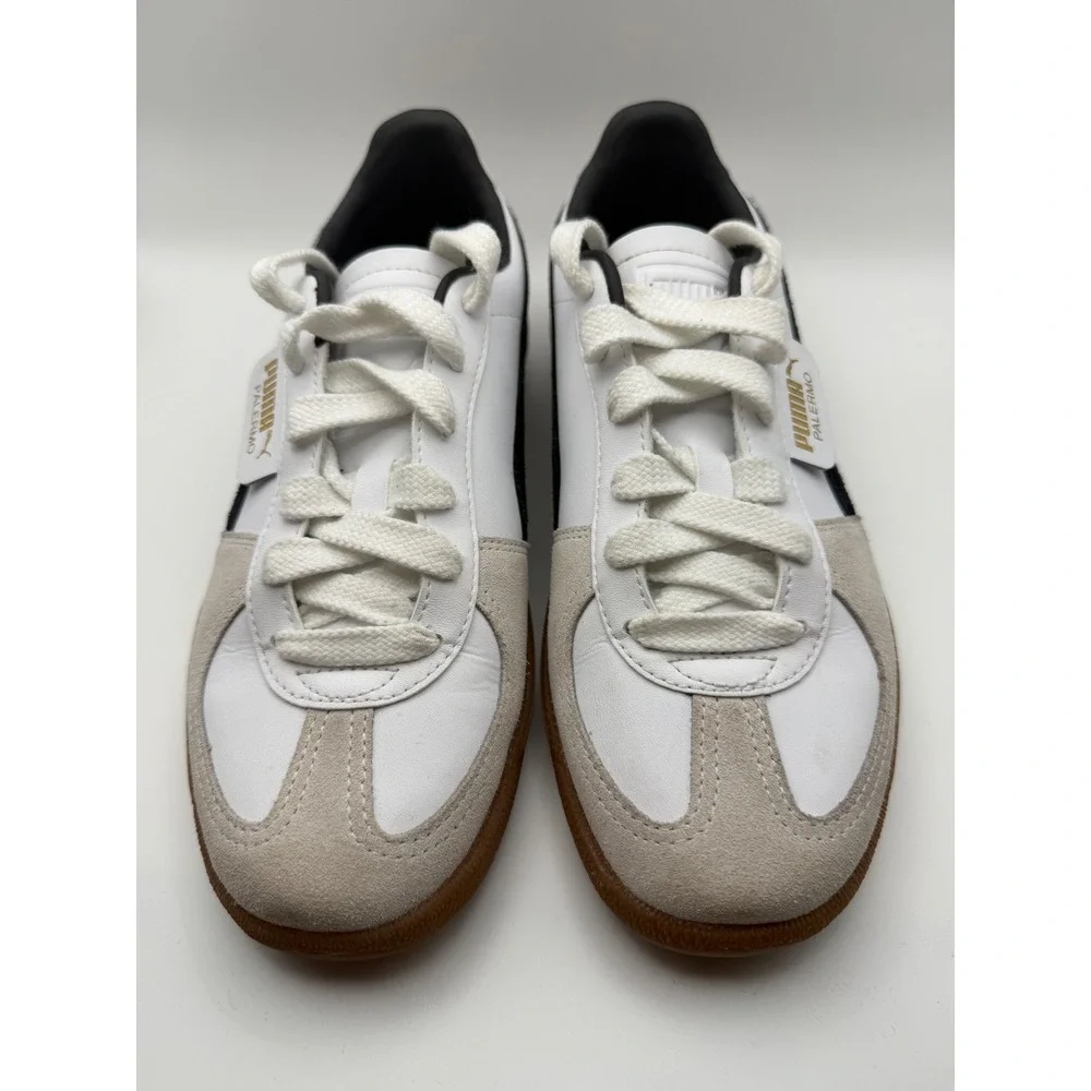 Puma Palermo Mens White Black Gum Low Top Suede Leather Sneakers size 6